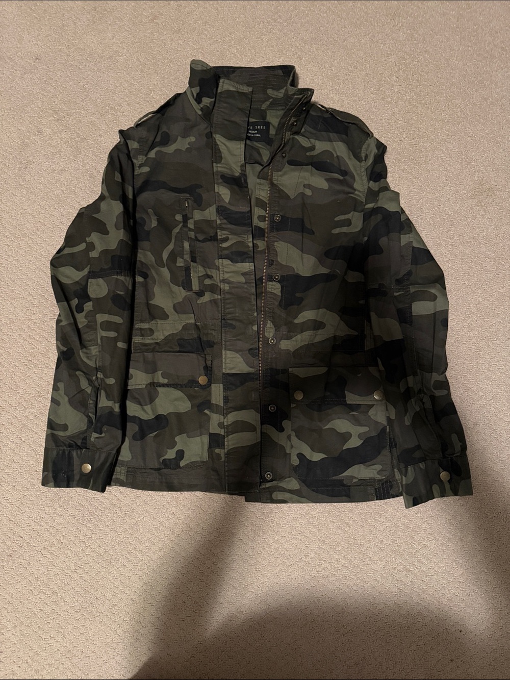Love Tree Olive & Black Camo Utility Jacket
